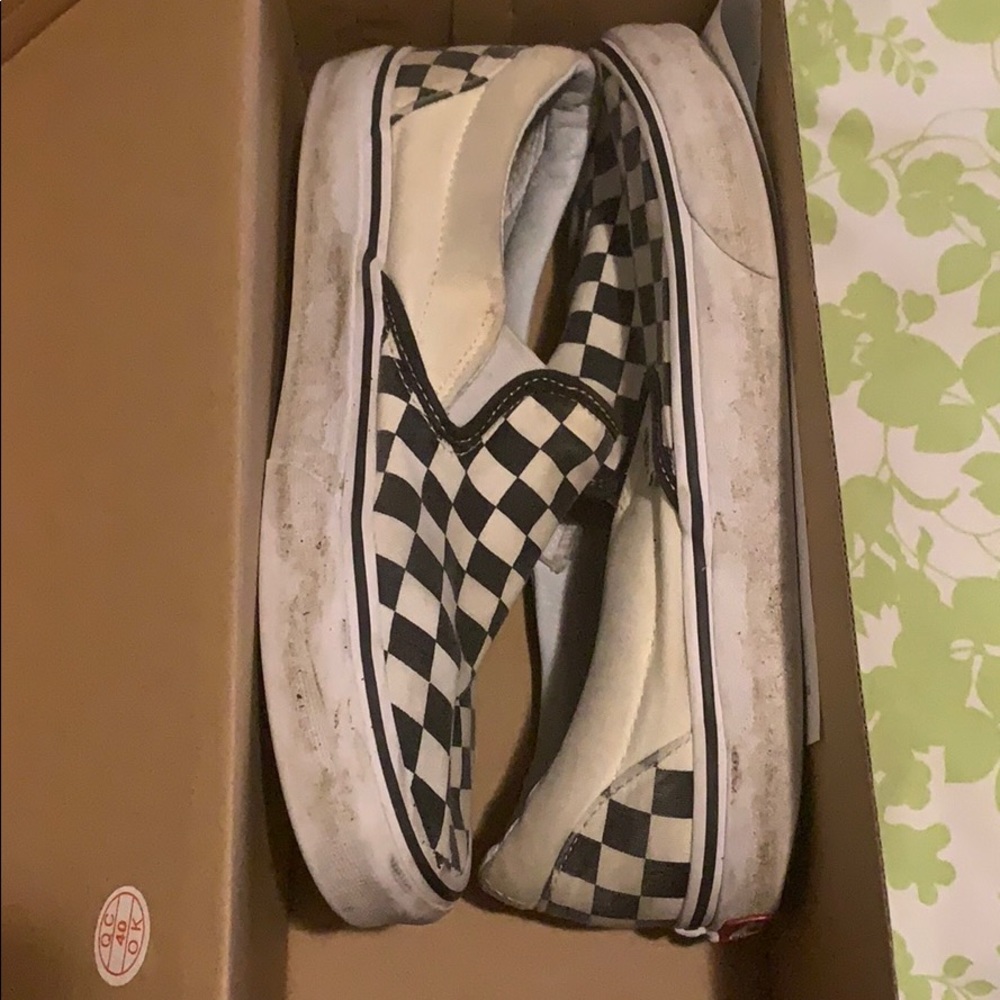 checkerboard slip on vans